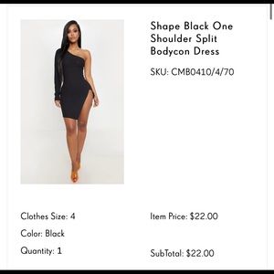Black one sleeve shoulder bodycon split dress